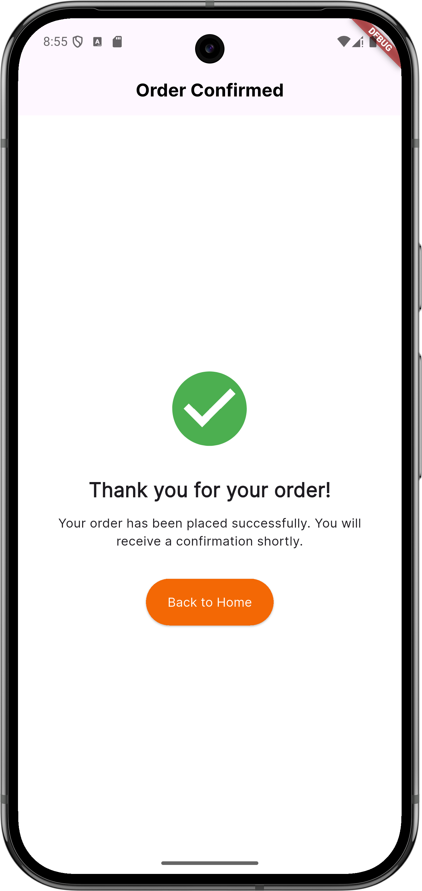 Previous Orders Screen